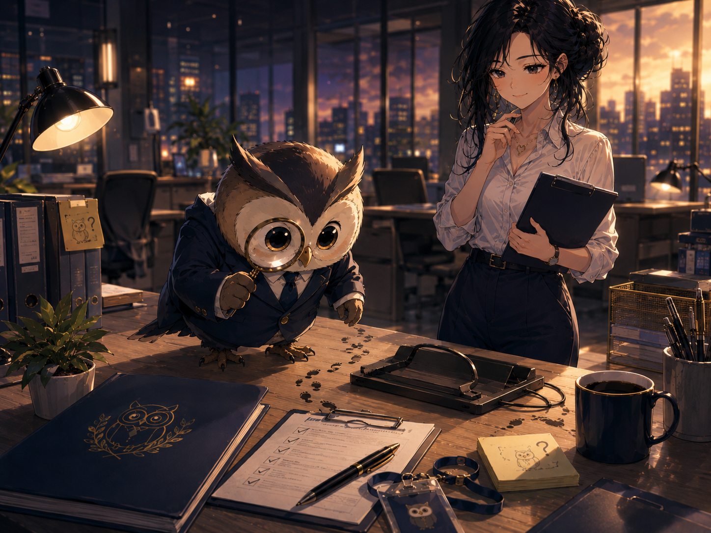 Onboarding Owl finds the missing laptop in an HR Daily episode scene