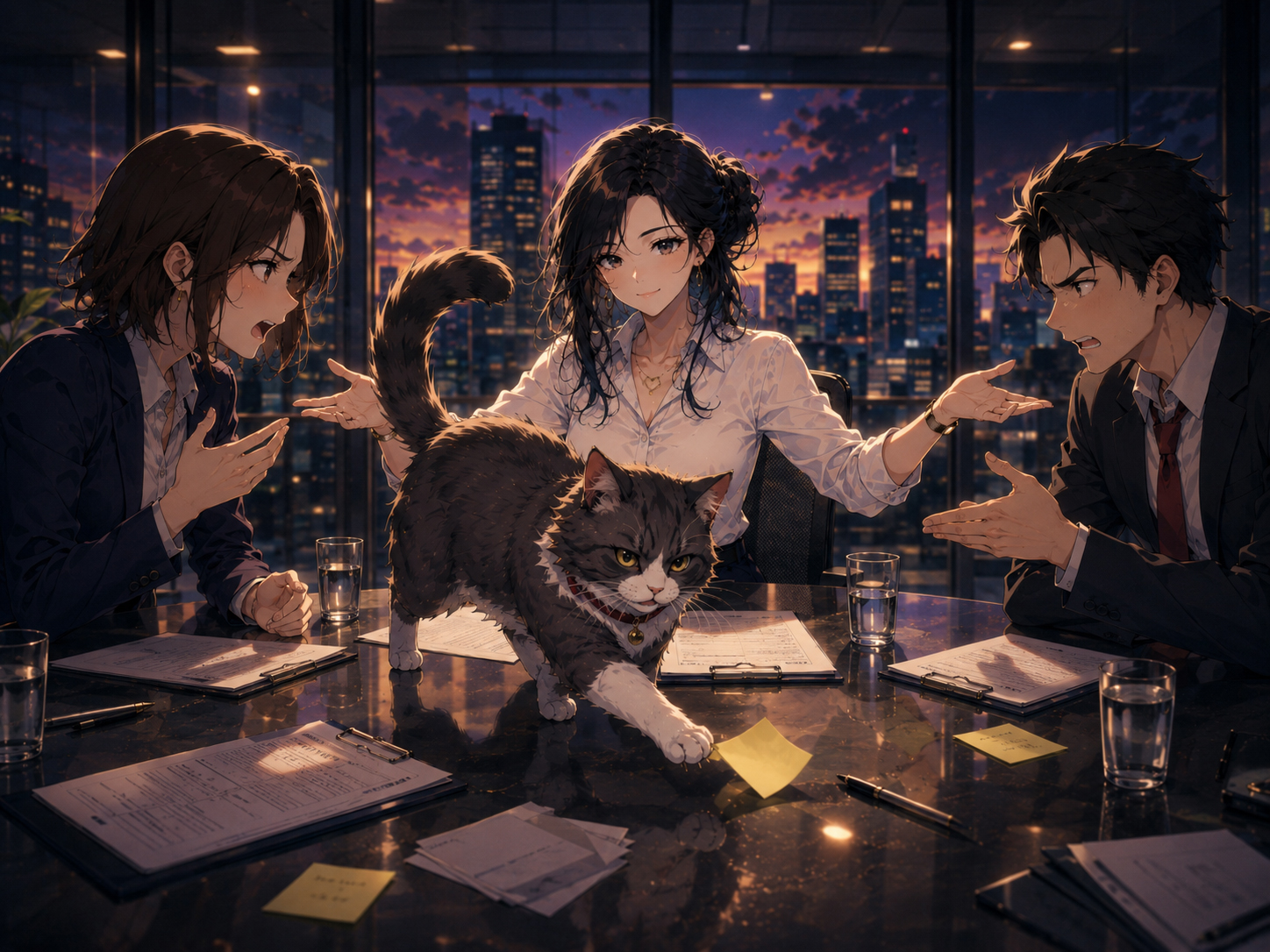 Conflict Cat enters the meeting